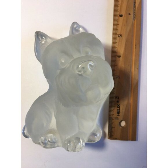 VIKING Frosted Glass Scottie Dog Bookend Figurine Paperweight 5.5” Puppy Terrier - Picture 7 of 7